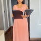 Peach Poly Crepe Solid Kurta With Pant And Dupatta