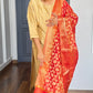 Gold Poly Silk Solid Kurta With Pant And Dupatta