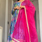Blue Cotton Ethnic Printed Kurta With Pant And Dupatta