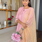 Pink Poly Silk Solid Kurta With Pant