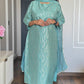 Green Poly Silk Striped Kurta With Pant And Dupatta