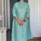 Green Poly Silk Striped Kurta With Pant And Dupatta
