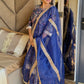 Navy Blue Cotton Ethnic Printed Kurta With Flared Palazzo And Dupatta