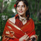 Red Soft Katan Silk Saree with Temple Border