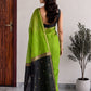 Parrot Green Maheshwari Cotton Saree with Black Pallu