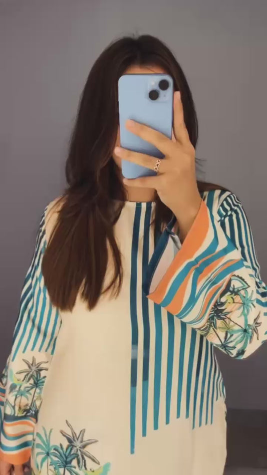 CORDSETS - white with blue stripes