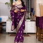 Purple Katan Silk Saree with Floral Zari Brocade Border