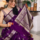 Purple Katan Silk Saree with Floral Zari Brocade Border
