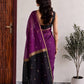 Purple Maheshwari Cotton Saree with Black Pallu