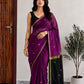 Purple Maheshwari Cotton Saree with Black Pallu