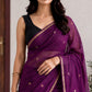 Purple Maheshwari Cotton Saree with Black Pallu
