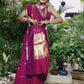 Rani Pink Soft Katan Silk Saree with Gold Temple Border