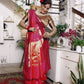 Rani Pink Soft Katan Silk Saree with Red  emple Border