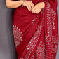 Red Mirror Work Art Silk Printed Saree