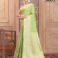 Parrot Green Banaras Cotton Silk