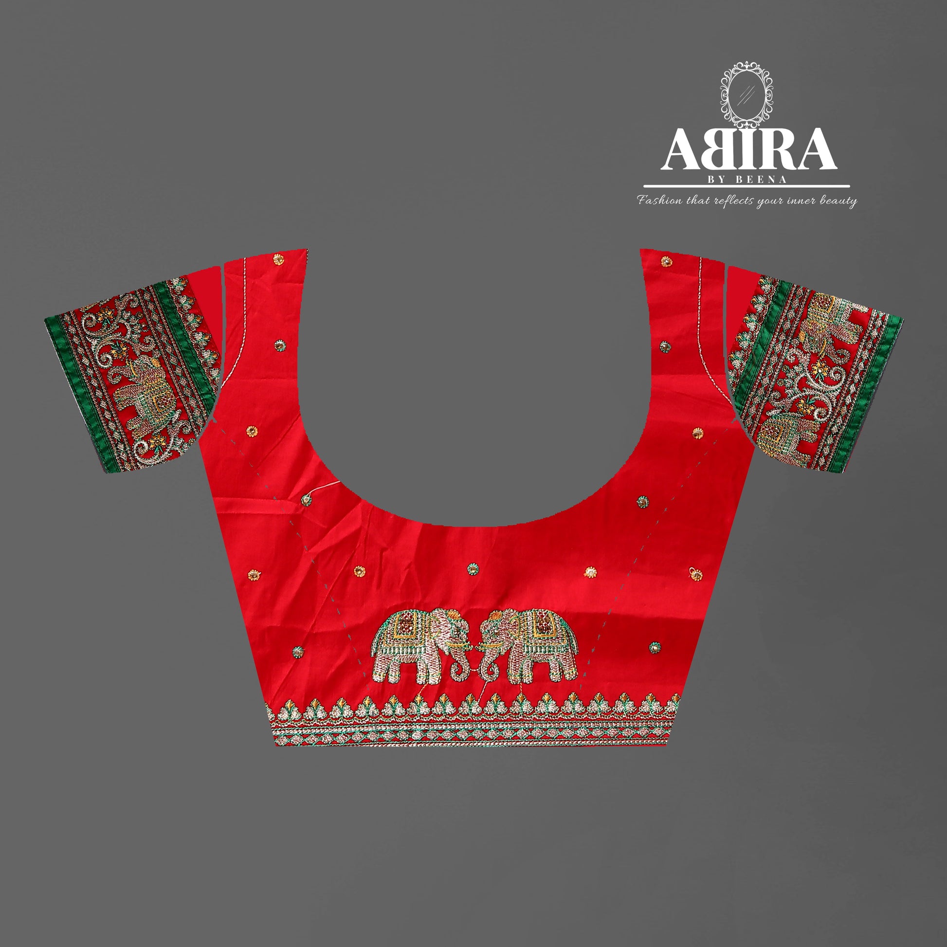 Green Embroidered Gaji Silk Gharchola - AbirabyBeena