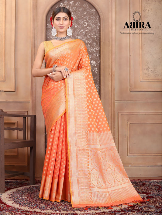 Orange Banaras Cotton Silk - AbirabyBeena