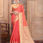 Coral Banaras Cotton Silk