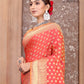 Coral Banaras Cotton Silk