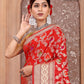 Red Banaras Soft Georgette Jaal silk - AbirabyBeena