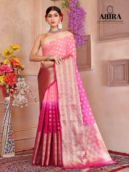 Pink Shaded soft Georgette silk - AbirabyBeena