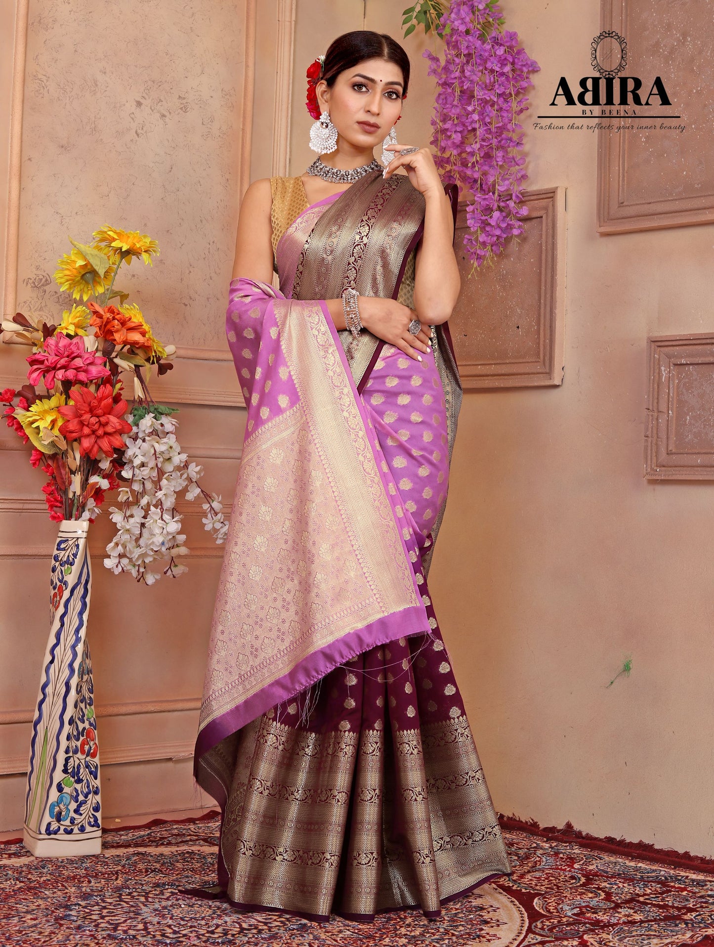 Purple Shaded soft Georgette silk - AbirabyBeena