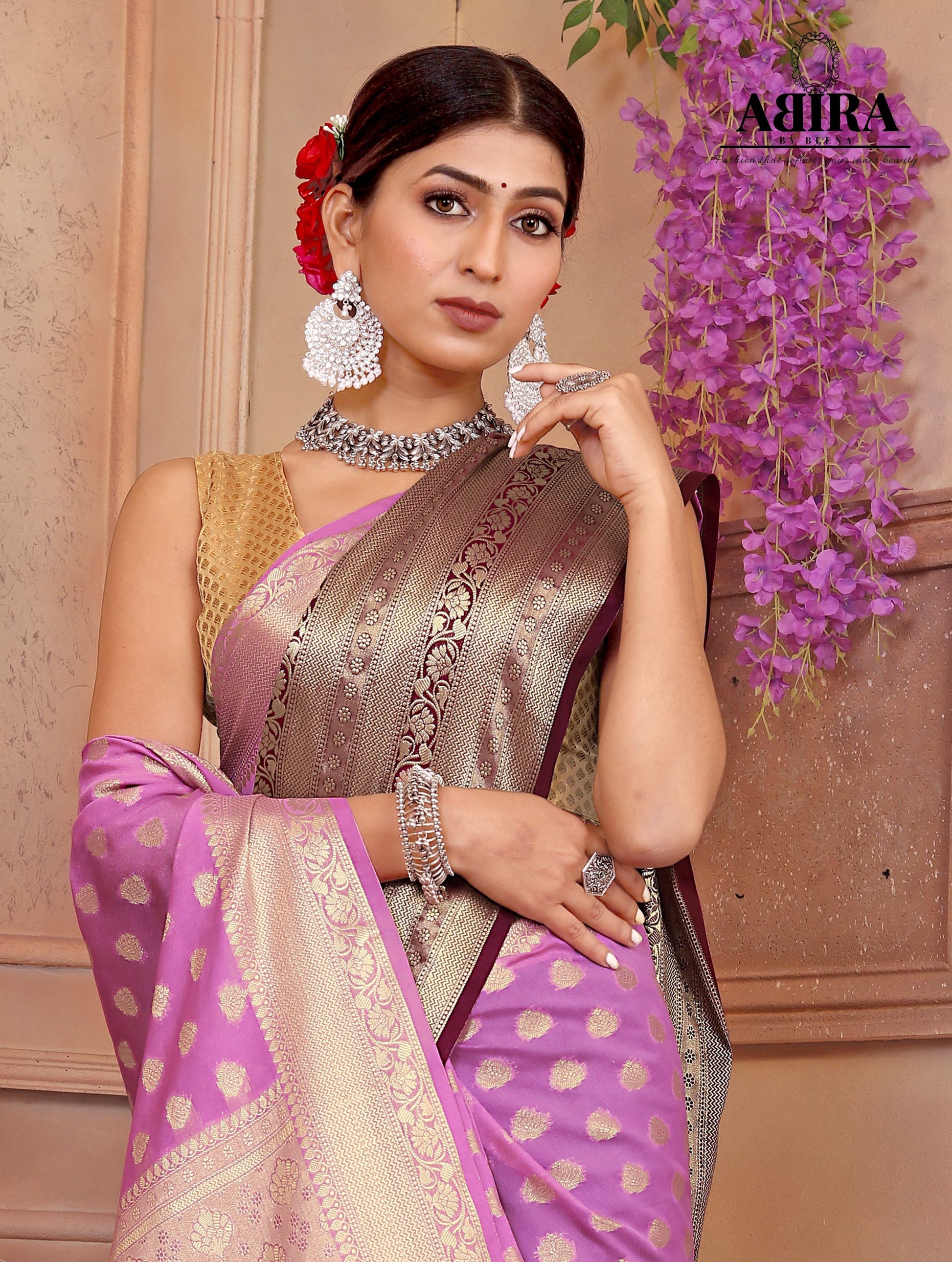 Purple Shaded soft Georgette silk - AbirabyBeena