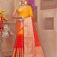 Red - Yellow Shaded soft Georgette silk - AbirabyBeena
