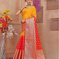 Red - Yellow Shaded soft Georgette silk - AbirabyBeena