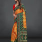 Yellow Dana Bandhani with beautiful hand work - AbirabyBeena