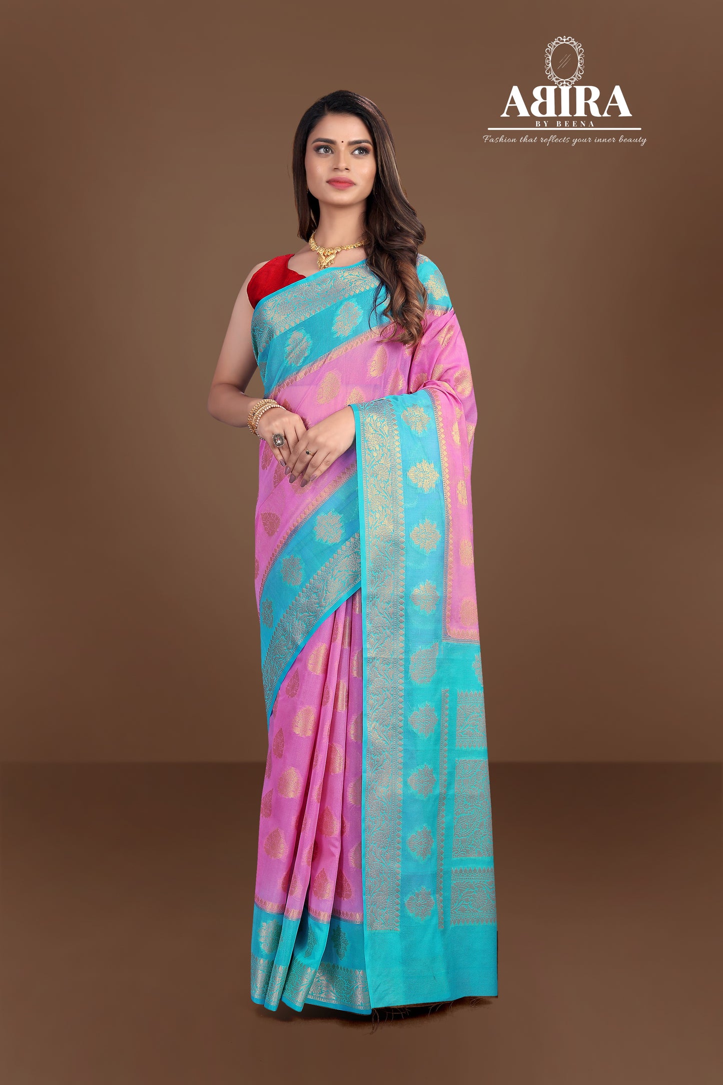 Pink Banaras Soft Georgette Silk - AbirabyBeena