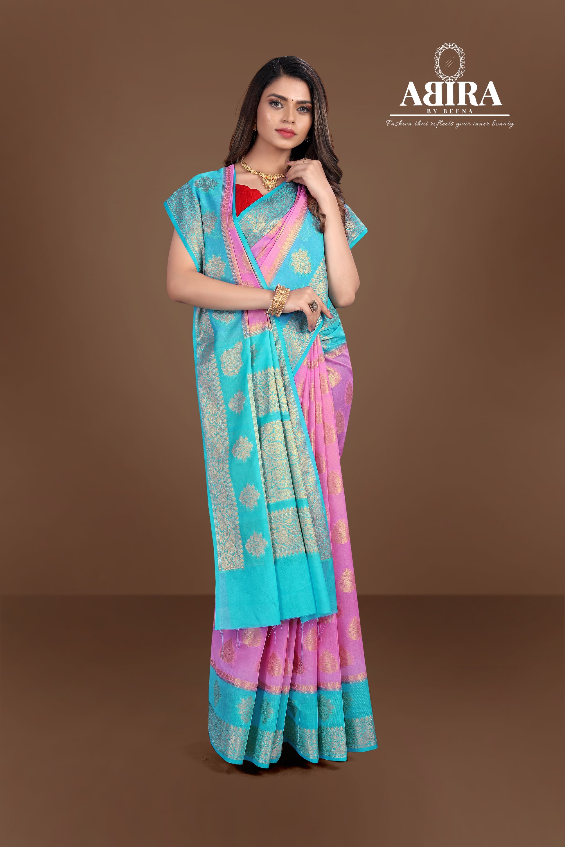 Pink Banaras Soft Georgette Silk - AbirabyBeena