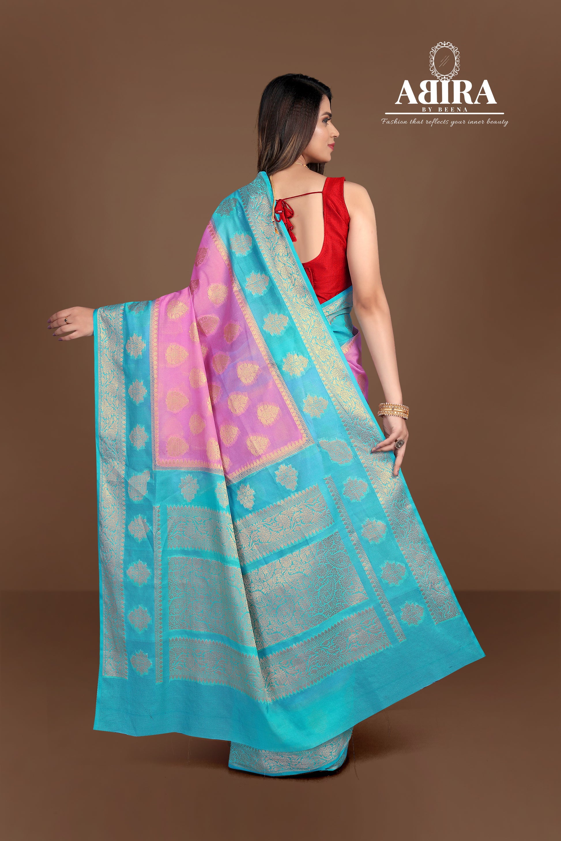 Pink Banaras Soft Georgette Silk - AbirabyBeena
