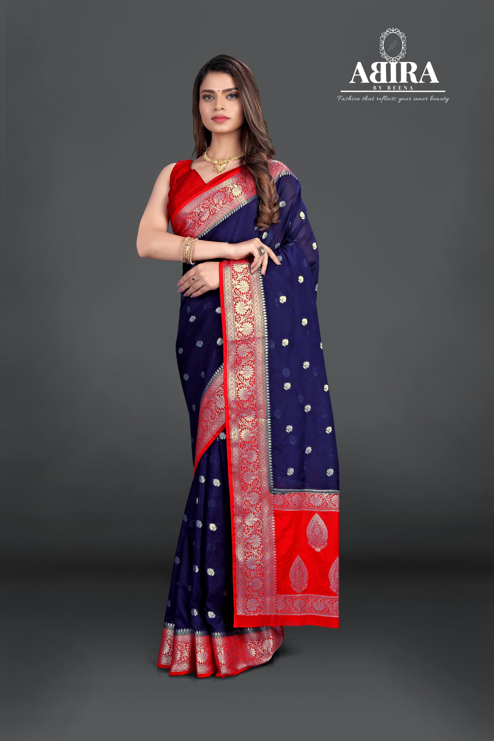 Blue Soft khaddi Chiffon Handloom - AbirabyBeena