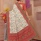 White - Red Embroidered Gaji Silk - AbirabyBeena