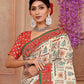 White - Red Embroidered Gaji Silk - AbirabyBeena