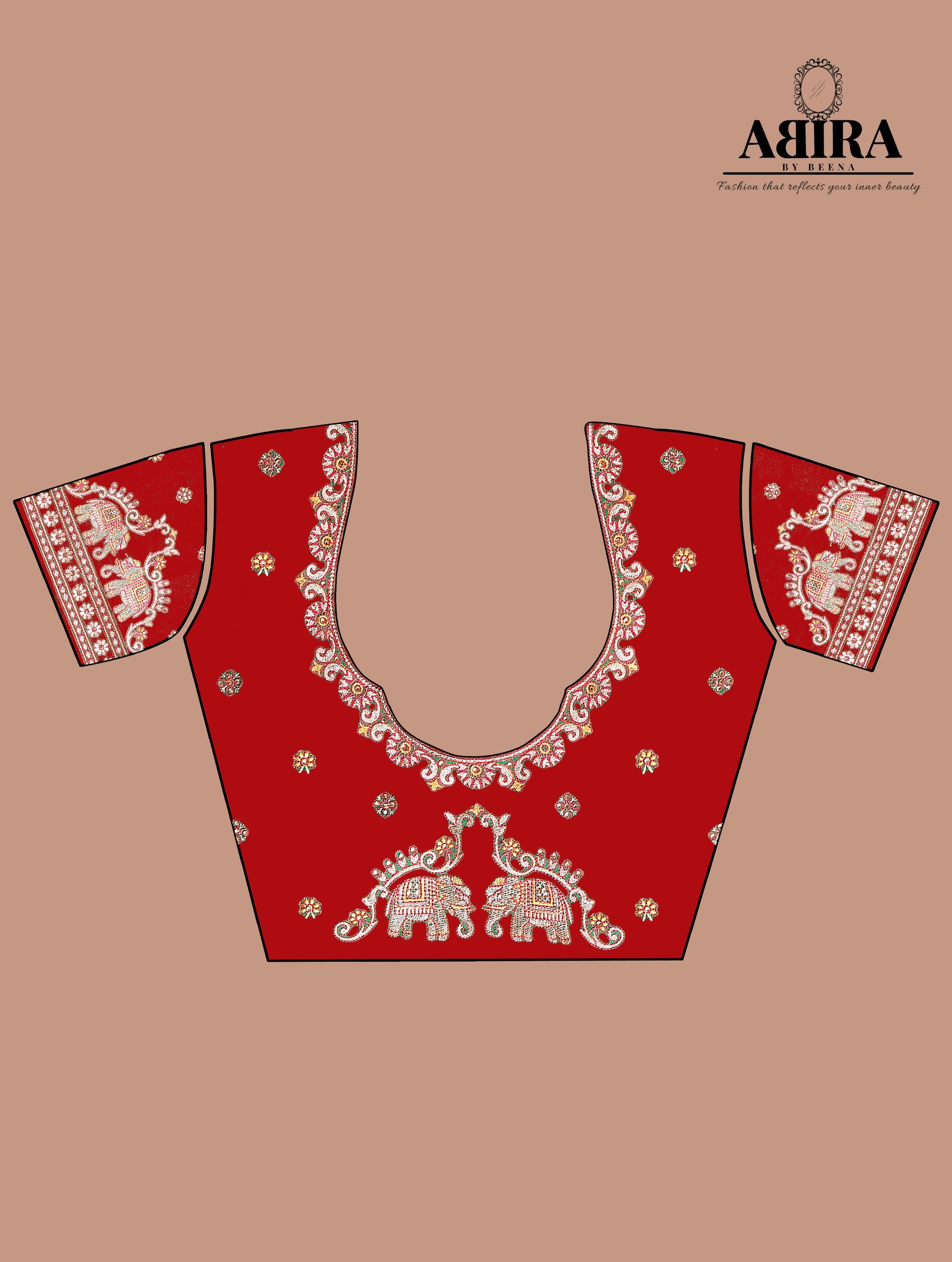 White - Red Embroidered Gaji Silk - AbirabyBeena