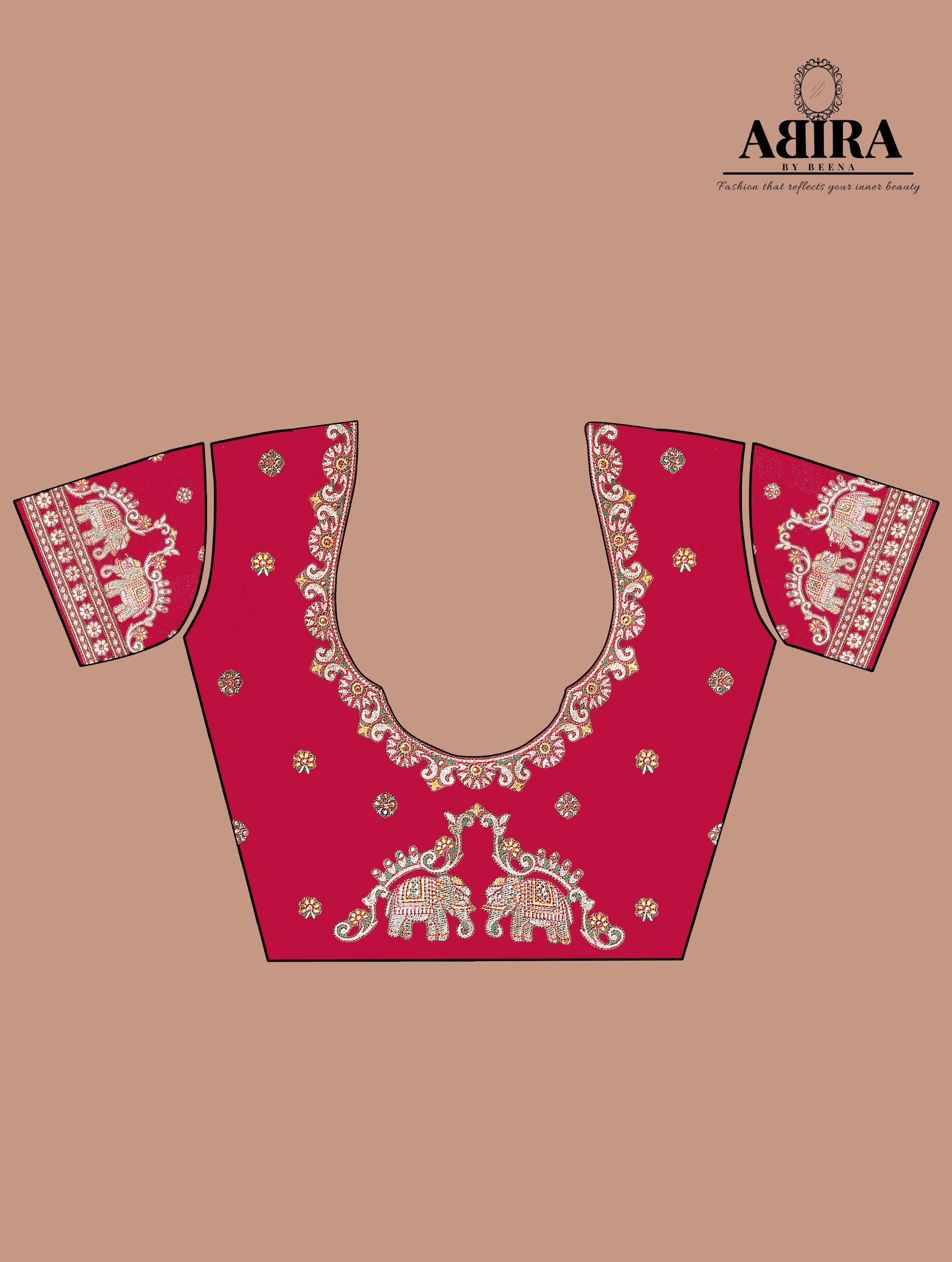 White - Pink Embroidered Gaji Silk - AbirabyBeena