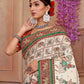 White Embroidered Gaji Silk Gharchola - AbirabyBeena