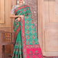 Turquoise Embroidered Gaji Silk - AbirabyBeena