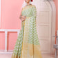 Light Olive Green Kora Organza soft silk - AbirabyBeena