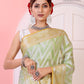 Light Olive Green Kora Organza soft silk - AbirabyBeena