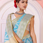 Sky Blue Kora Organza soft silk - AbirabyBeena