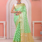 Parrot Green Kora Organza soft silk - AbirabyBeena