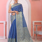 Blue Banaras Soft Georgette Silk