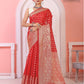 Red Banaras Soft Georgette Silk - AbirabyBeena