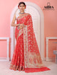 Red Banaras Soft Georgette Jaal silk - AbirabyBeena