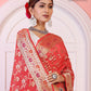 Red Banaras Soft Georgette Jaal silk - AbirabyBeena