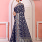 Navy Blue Banaras Soft Georgette Jaal silk - AbirabyBeena