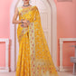 Yellow Banaras Soft Georgette Jaal silk - AbirabyBeena